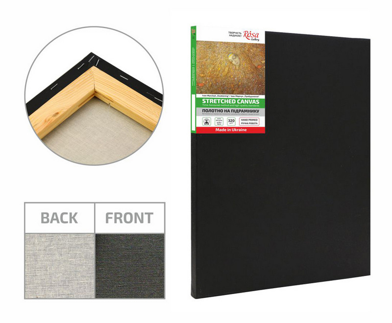 Полотно на підрамнику Rosa Gallery 70x100 див дрібне зерно бавовна чорний грунт галер. натяжка (4820149904900)