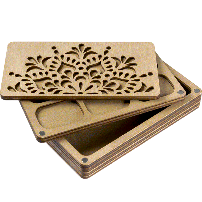 Органайзер для бісеру багатоярусний із дерев'яною кришкою FLZB-080