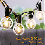 Вінтажний світильник Ретро гірлянда G40 на сонячній батареї 10 LED ламп, фото 2
