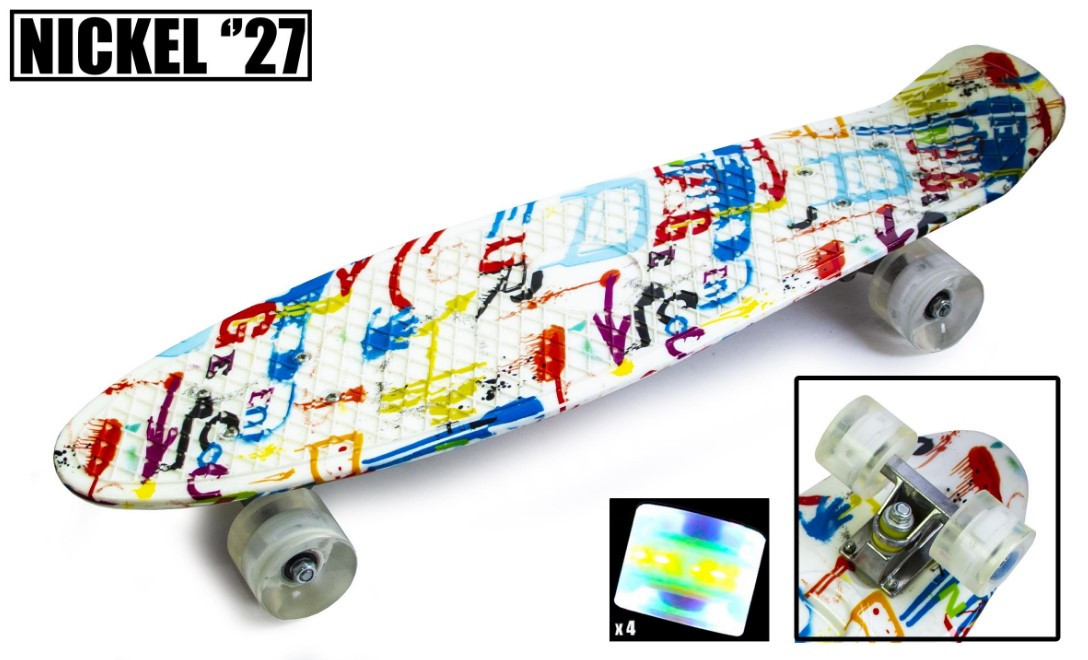 Пенні борд скейт колеса світяться Nickel 27" multicolor