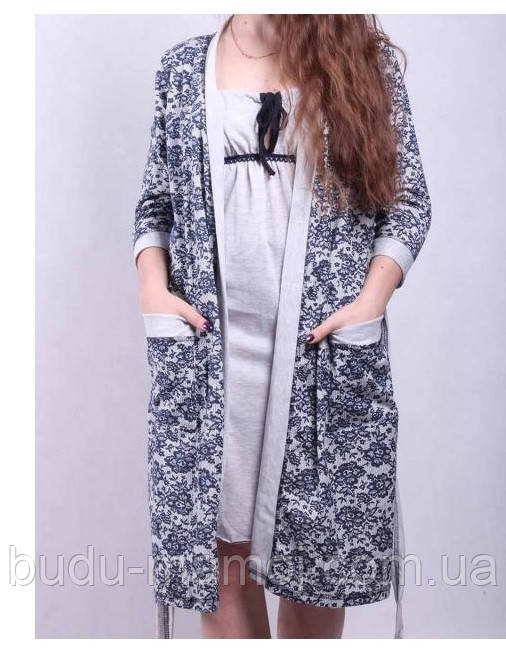 Халат в пологовий будинок і ночнушка комплект бавовна Туреччина 42/44 розмір