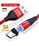 Магнітний Type c USB кабель TOPK швидка зарядка в трьох кольорах, фото 3