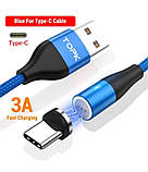 Магнітний Type c USB кабель TOPK швидка зарядка в трьох кольорах, фото 2