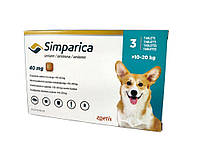 Жувальні таблетки для собак Сімпаріка від бліх і кліщів, 40 мг (10 до 20 кг)