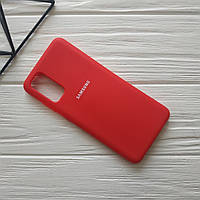 Силиконовый софт тач чехол с микрофиброй для Samsung Galaxy S20 красный