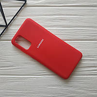 Силіконовий софт тач чохол із мікрофіброю для Samsung Galaxy S20 червоний