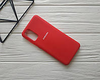 Силиконовый софт тач чехол с микрофиброй для Samsung Galaxy S20 Plus ( S20+ ) красный