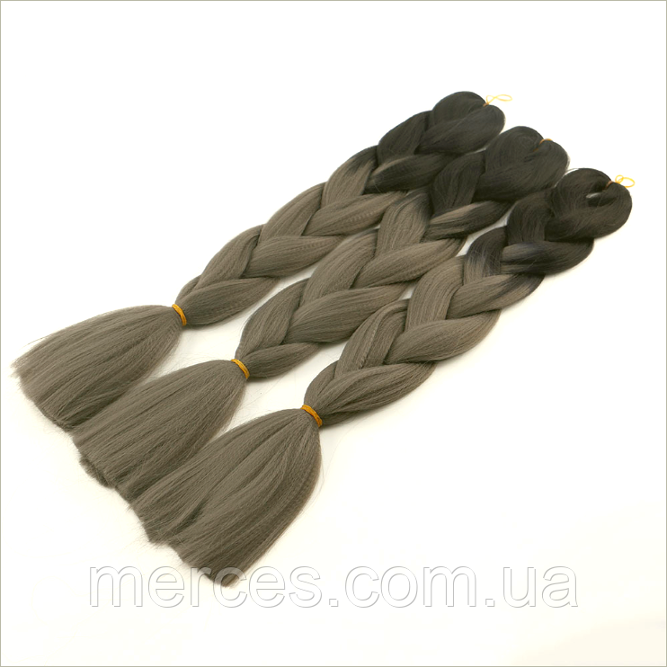 Канекалоновая коса омбре, чорний + темно-сірий ( В35)