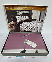 Постільна білизна Maison d'or сатин з вишивкою 200х220 Pulume Volante Dark Burgundy