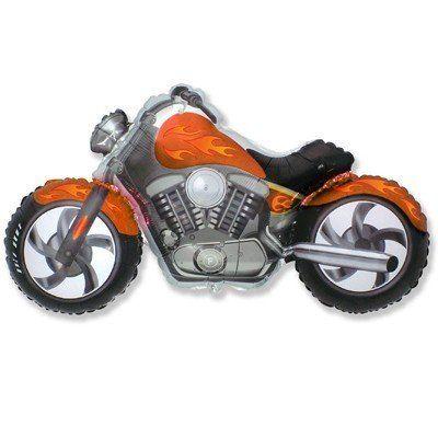 Гелієва фігура куля "Мотоцикліст помаранчевий" код 17-72