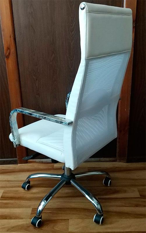 Кресло офисное компьютерное Небраска белое спинка-сетка, сиденье кожзам мультиблок - фото 3 - id-p506110514