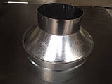 Оголовок (конус) нержавіюча сталь-оцинковка 0,8-0,5 мм, Ф110 мм. димар, фото 2