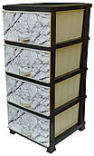 Комод пластиковий 4 ящики білий мармур (Elif Plastik) 45*37.5*90 см