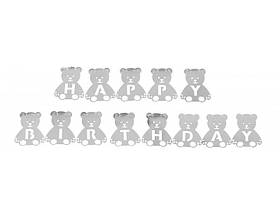 Гірлянда "Ведмедик", англ, срібна, Гирлянда "Happy Birthday"