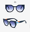 Сонцезахисні окуляри жіночі кольорові дужки (сині), фото 2