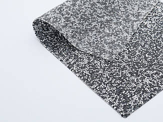 Стразова тканина кольору "сріблясто-чорний" 24х40см на силіконовій основі стразове полотно