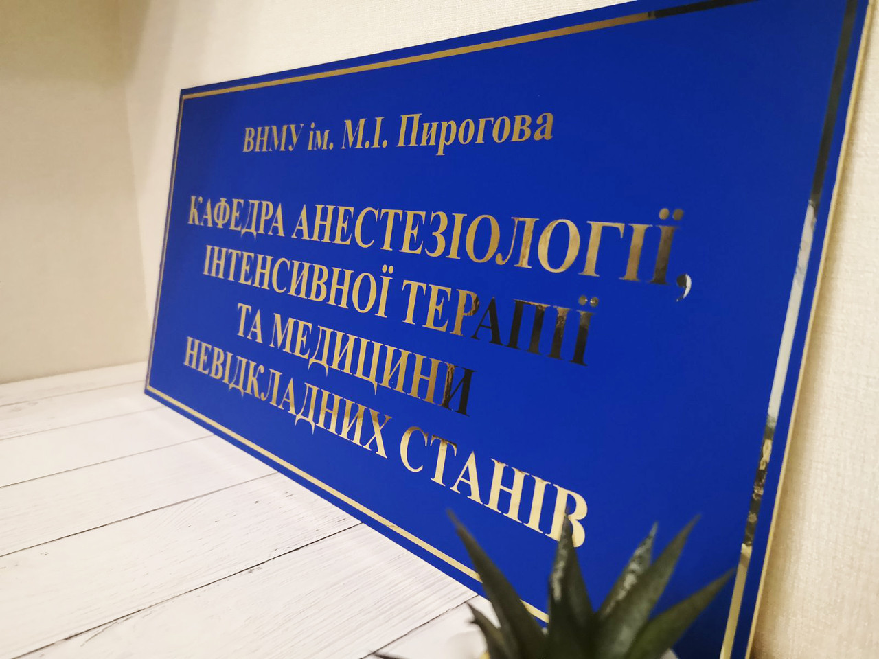 Табличка настінна синя з золотом 20 х 40 см