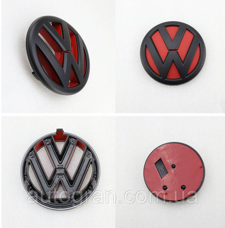Комплект емблем решітки та багажника VW Volkswagen Jetta 2011-2015 чорно-червоні