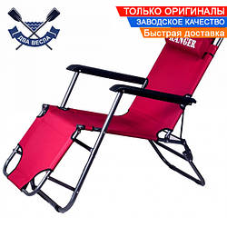 Складной шезлонг розкладачка Comfort до 120 кг з подушкою 2 положення нахилу спинки сидіння 44,5х47 см сталь