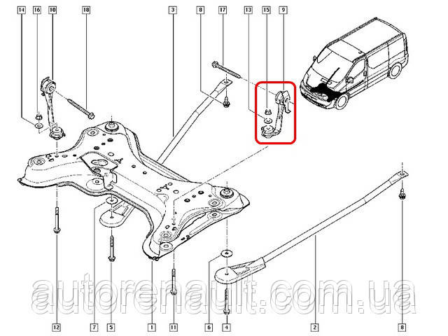 Кронштейн подвески передней балки (слева, спреди) на Рено Трафик 14-> METALCAUCHO (Испания) 05311 - фото 2 - id-p1149140068