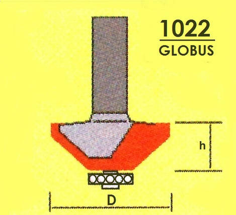 Фреза Глобус кромочна конусна з нижнім підшипником. Серія 1022.    D40 h18 d8, фото 2