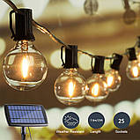 Вінтажний світильник Ретро гірлянда G40 на сонячній батареї 25  Led ламп, фото 6
