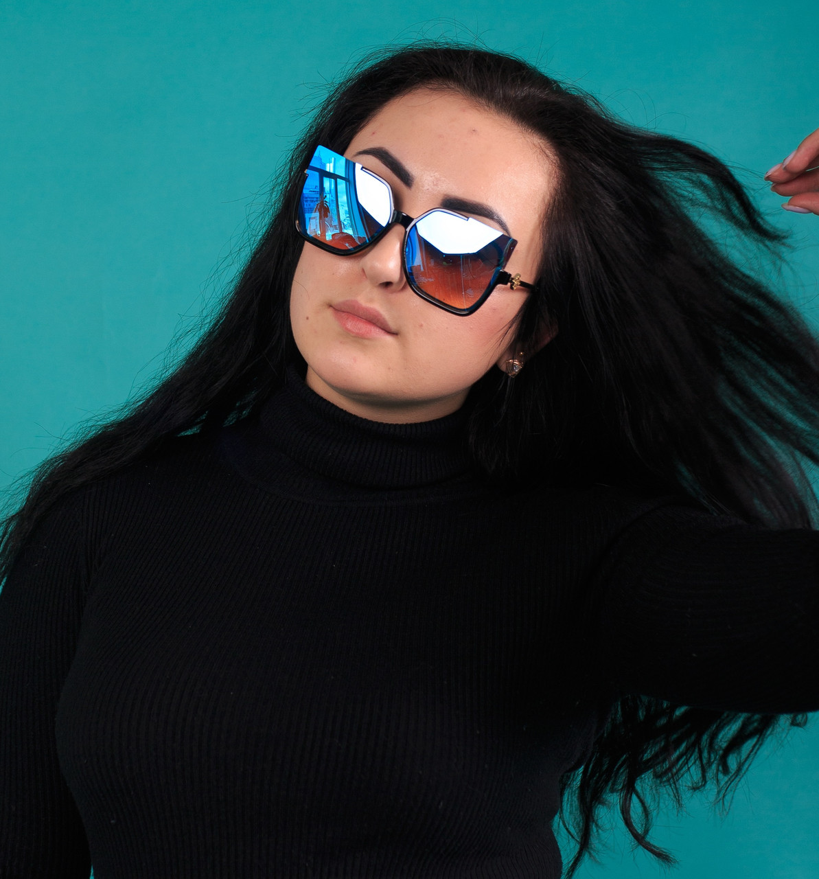 Жіночі сонцезахисні окуляри котяче око дзеркальні (арт. 202346)