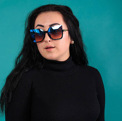 Жіночі сонцезахисні окуляри котяче око дзеркальні (арт. 202346), фото 3