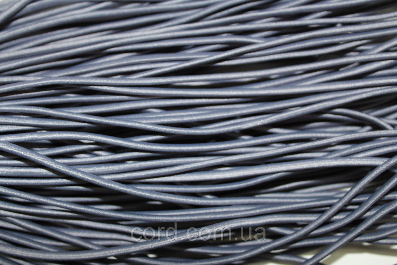 Гумка капелюшна, кругла 3,5мм сірий моток 50м, фото 1