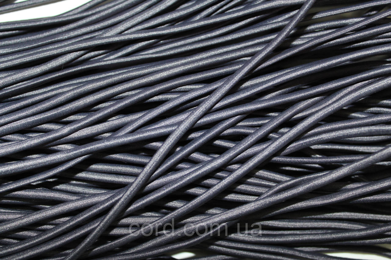 Гумка капелюшна, кругла 3,5мм темно-сірий моток 50м, фото 1