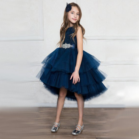 Ошатний синій  плаття, каскадне для дівчинки від 3  до 10 лет.Elegant blue cascading dress for a girl