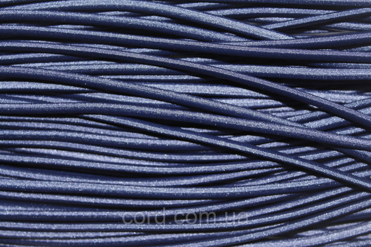 Гумка капелюшна, кругла 3,5мм синій моток 50м, фото 1