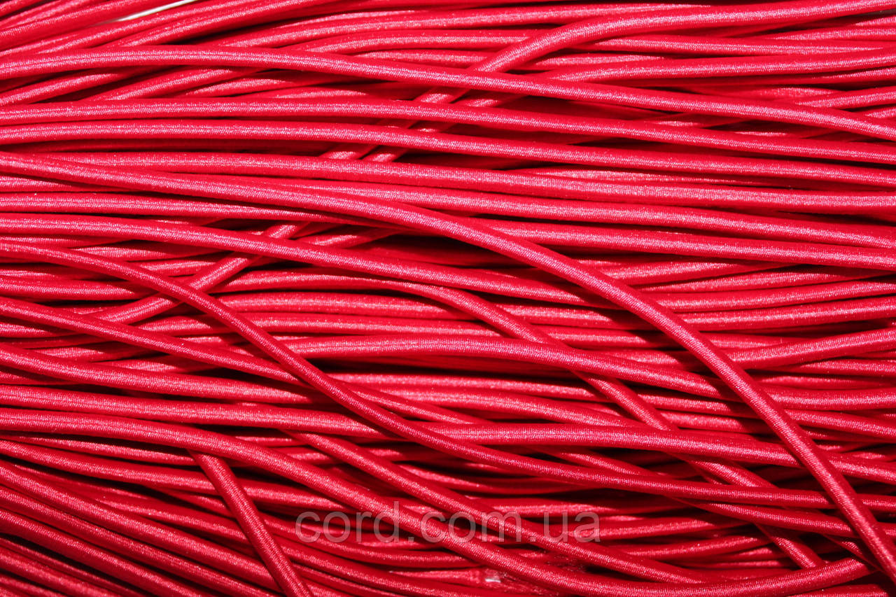 Гумка капелюшна, кругла 3,5мм червоний моток 50м, фото 1