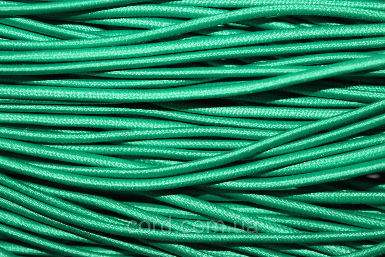 Гумка капелюшна, кругла 3,5мм зелений моток 50м, фото 1