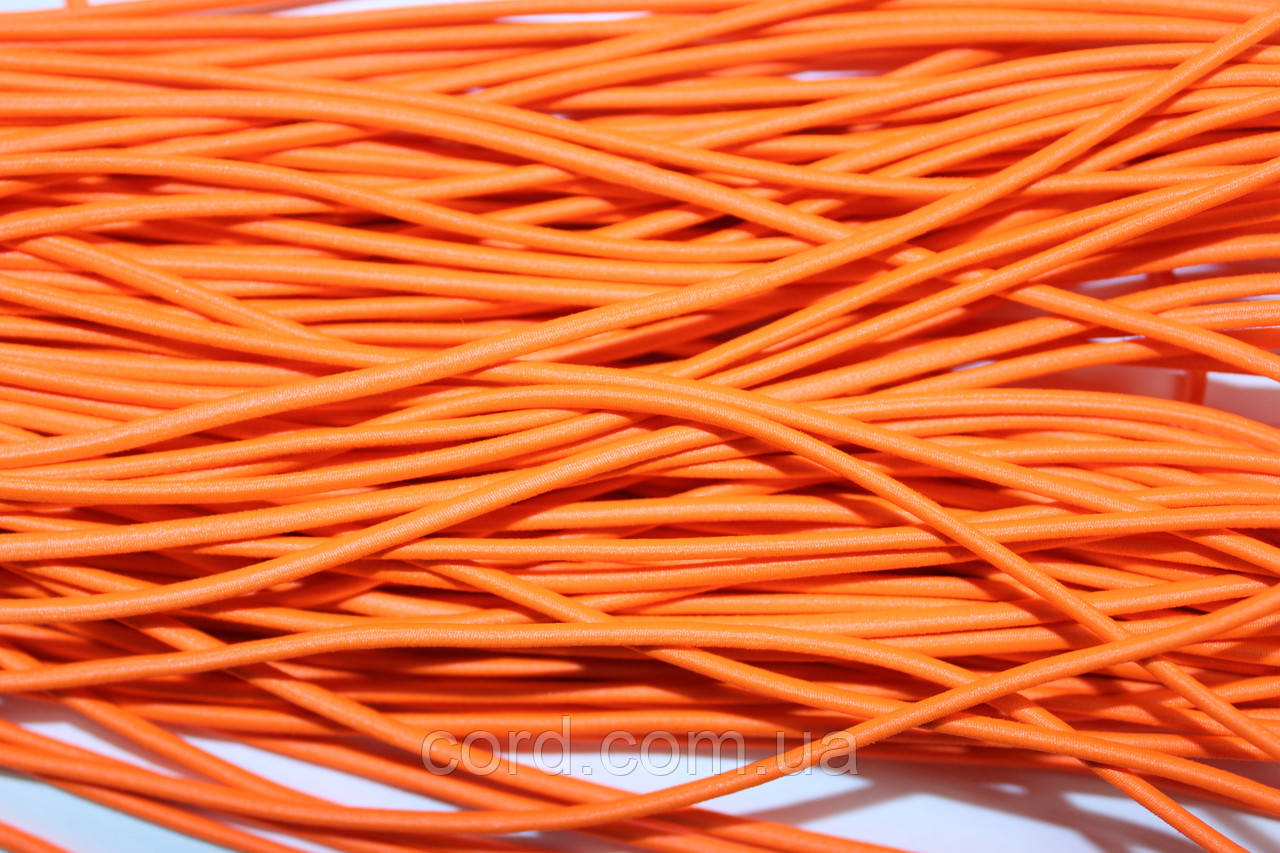 Гумка капелюшна, кругла 3,5мм помаранчевий моток 50м, фото 1
