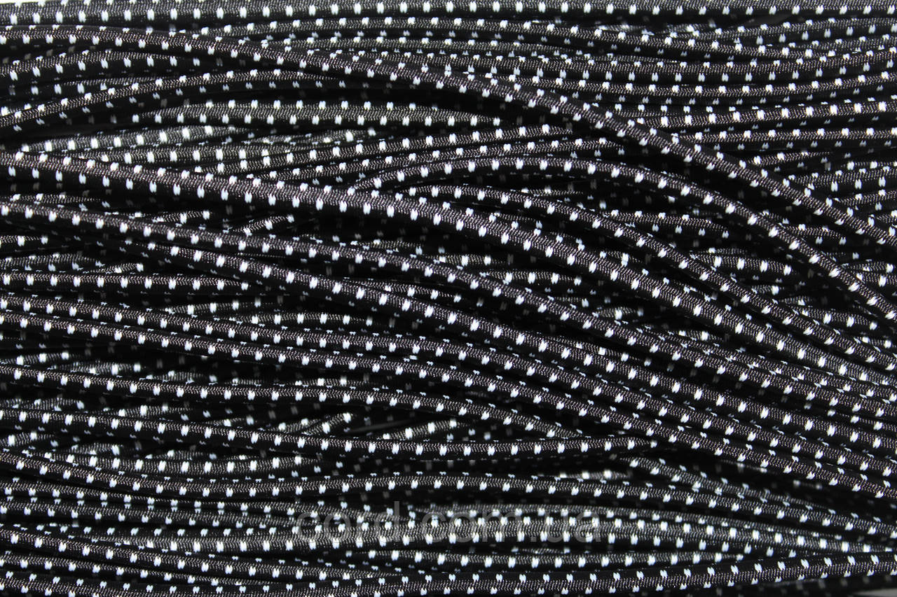 Гумка капелюшна, кругла 2,5мм чорний+білий моток 50м, фото 1