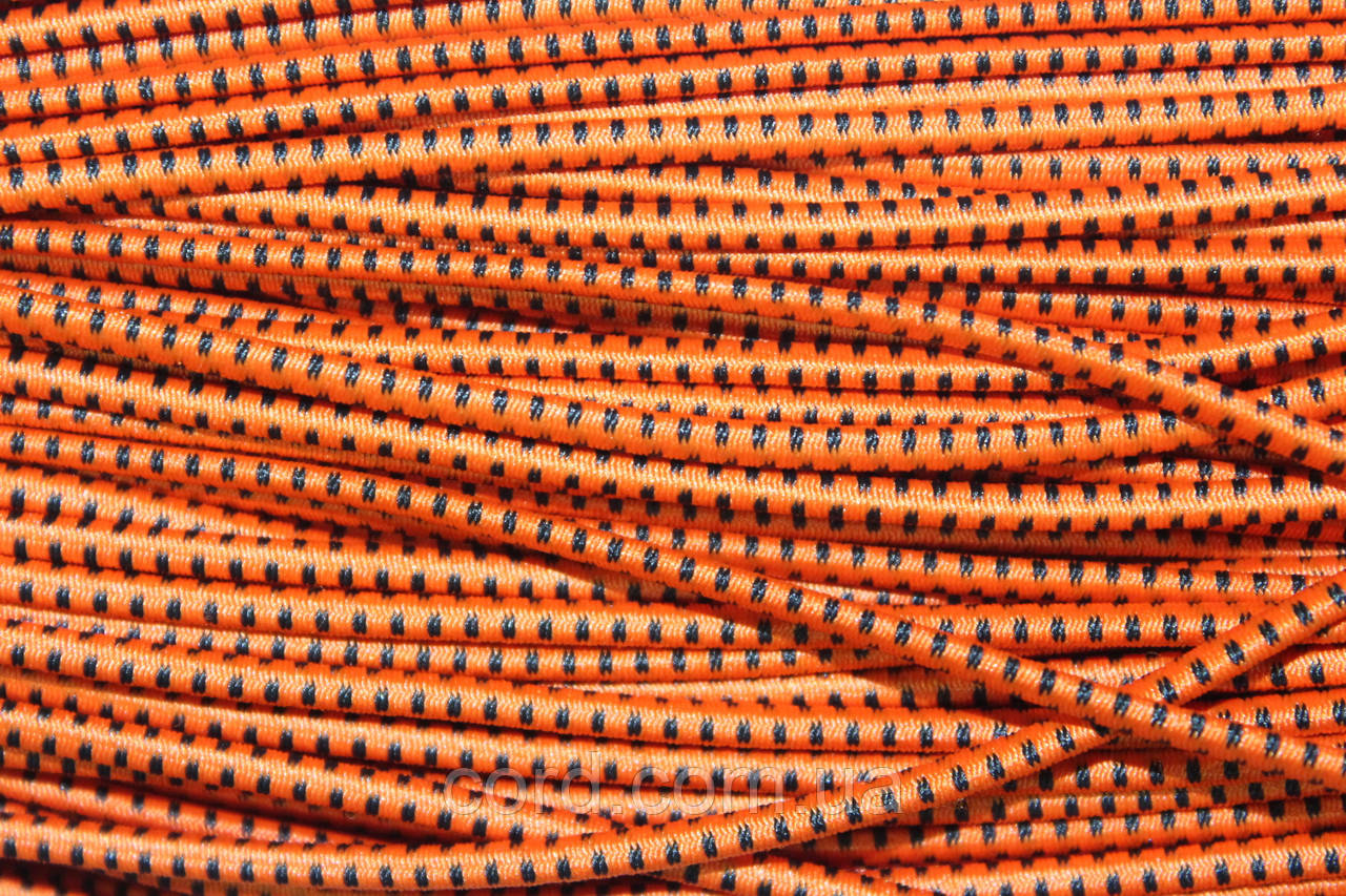 Гумка капелюшна, кругла 2,5мм помаранчевий+чорний моток 50м, фото 1