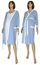 Нічна сорочка та халат для вагітних і мам-годувальниць 19004 Amarilis котон Сіро-блакитний
