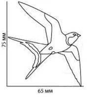 Фигура резная для декора (фанера 4мм) ЛАСТОЧКА №7 (65Х75мм)