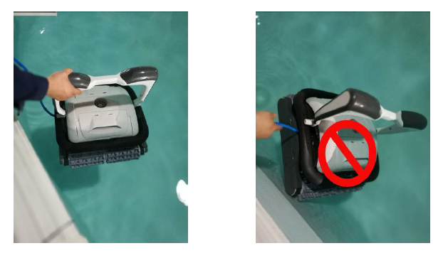 Запуск робота пилососа Bridge Raptor SE в басейн Запуск робота пилососа Bridge Raptor SE в басейн