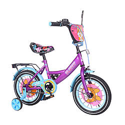 Двоколісний дитячий велосипед фіолетовий і блакитний обід Tilly Fluffy 14" дзвіночок ручне гальмо дітям 3-5 років