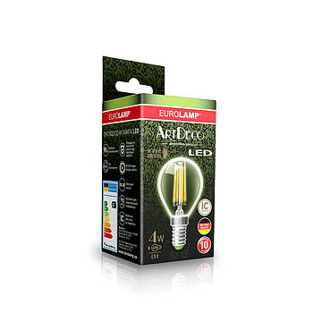 Світлодіодна LED Лампа EUROLAMP Куля ArtDeco 4W E14 2700 K (прозора)