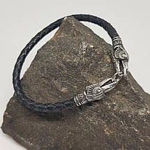 Браслет шкіряний з срібними закінченнями Ворони, фото 5