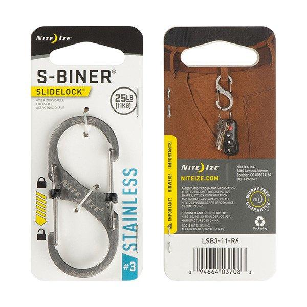 Nite Ize - S-Biner® SlideLock® Stainless Steel #3 - Stainless - LSB3-11-R6 (для страйкболу)