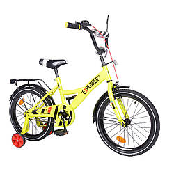 Дитячий двоколісний велосипед жовтий TILLY EXPLORER 18" переднє гальмо дзвіночок для діток 5-7 років
