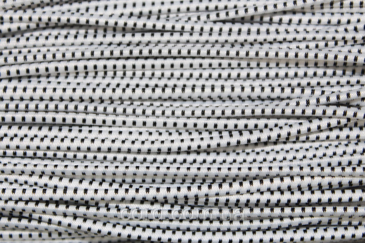 Гумка капелюшна, кругла 2,5мм білий+чорний моток 50м, фото 1