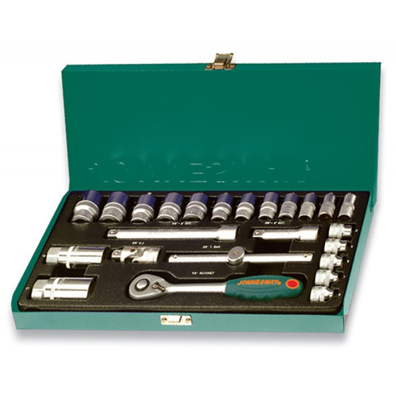 Набір торцевих головок 3/8"DR 6-22 мм, 25 предметів Jonnesway S04H3125S, фото 1