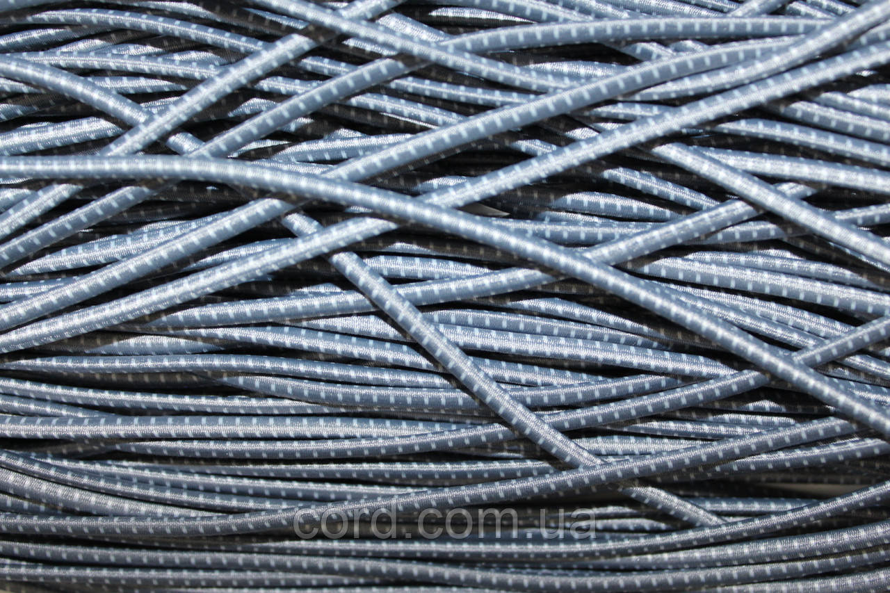 Гумка капелюшна, кругла 3,5мм сірий+білий моток 50м, фото 1