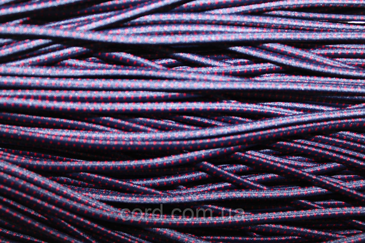 Гумка капелюшна, кругла 3,5мм синій+червоний моток 50м, фото 1