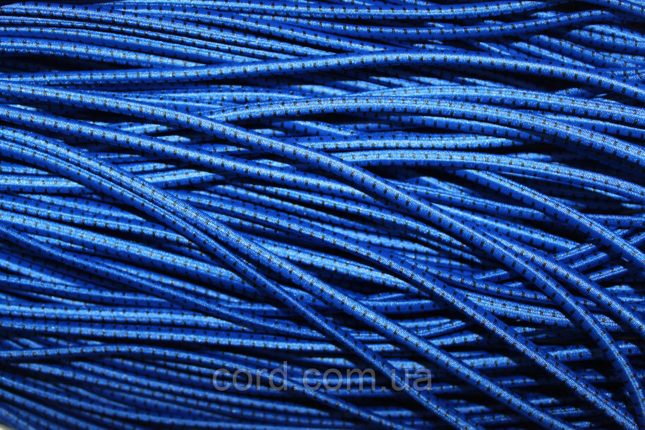 Гумка капелюшна, кругла 2,5мм електрик+чорний моток 50м, фото 1